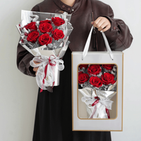 Couleur véritable Bouquet séché naturel pour toujours bouquet de fleurs préservées rose éternelle pour maman femme