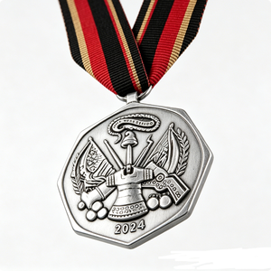 Médaille commémorative en métal personnalisée, design octogonal en relief 3D avec ruban, médaille de récompense plaquée pour les services rendus - Product Image 4