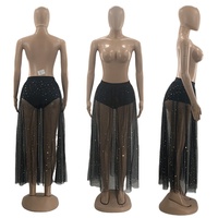 Robe d'été moulante plissée taille haute en dentelle Perspective pour femme, couleur unie, anti-plis, en polyester 120g, sans jupe