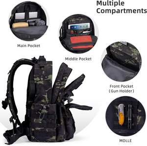 लैपटॉप कम्पार्टमेंट के साथ पुरुषों और महिलाओं के लिए सर्वश्रेष्ठ काला 3 दिवसीय वॉटरप्रूफ टैक्टिकल कैरी गियर असॉल्ट रेंज गो बैग - Product Image 2