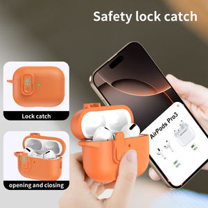 Étui pour écouteurs anti-choc et anti-chute avec design de verrouillage, mousqueton, recharge sans fil, housse en cuir PU pour Airpods Pro 3 - Product Image 4