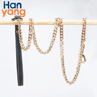 Laisse pour chien Hanyang OEM personnalisée, tendance, robuste, fine, en métal, type chaîne cubaine, avec mousqueton pivotant en métal / anneau de traction en cuir