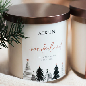 AIKUN Manufacturer <b>Bulk</b> Supply Premium Winter Theme Christmas Glass <b>Candle</b> Fragrance Eco Friendly Soy Wax Glass <b>Candle</b> Jar - Product Image 2