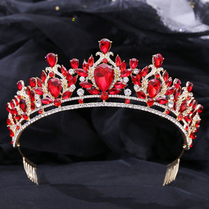 Diadema da sposa con zirconi cubici corona della regina reale e diademi in oro rosa con pettine per la sposa - Product Image 4
