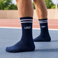 Chaussettes de sport personnalisées avec logo, chaussettes athlétiques respirantes en maille avec coussinets, OEM ODM