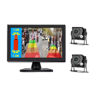 Moniteur de sécurité pour camion avec écran tactile 10,1 pouces, système de vision avant divisée par caméra AHD à double alimentation 12-24V avec détection de distance par IA et lignes de stationnement ajustables