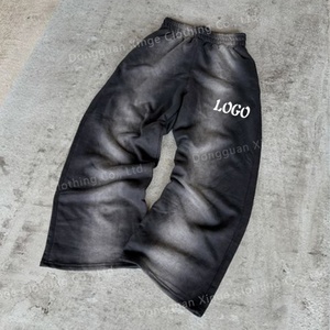 ชุดเซ็ตเสื้อฮู้ดและกางเกงวอร์มสองชิ้นแบบสั่งทำพิเศษ ผ้าคอตตอนหนานุ่มสำหรับฤดูหนาว ทรงจ็อกเกอร์ขาบาน สีซีดแบบซันเฟด ผู้ชาย สไตล์แอซิดวอช - Product Image 3