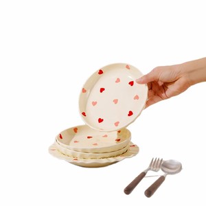 Plato de cerámica con forma de corazón y lunares para postre, ensalada de frutas, pasta, dumplings, plato occidental, uso doméstico, apto para microondas. - Product Image 5