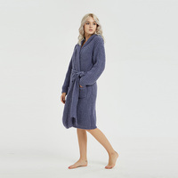 Ylys-bata de baño para mujer, ropa de dormir de alta calidad para el hogar, bata de noche, pijama de talla libre, 100% poliéster con capucha de punto