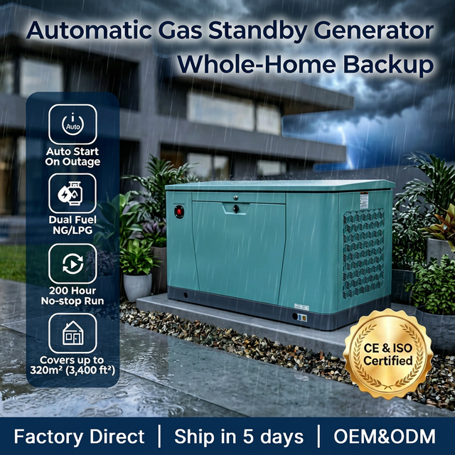 ApexGen 24kW / 30kVA Three Phase Backup Gas Generator Natural Gas LPG 500H Full Load Tested Easy Installation