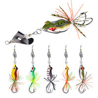 SENSOAR 147mm 10,4g 5 Farben Froschköder mit Spinnblatt Sinkender Doppelhaken Geräuschkugeln Rotierendes Blatt Lebensechter Frosch