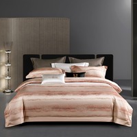 100% coton égyptien des années 100 Jacquard satin ensemble de draps 4 pièces ensemble de literie de qualité hôtel de luxe OEM Logo personnalisé