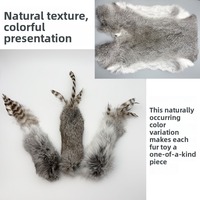 Jouet interactif pour chat en fourrure de lapin naturelle, jouet à chatouiller en peluche, vente en gros pour chats