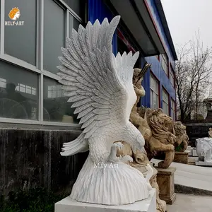 现代设计手工雕刻天然飞行动物雕像鸟类大理石雕塑待售