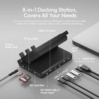 Clavier Macro Créatif OEM ODM avec 14 touches LCD et 3 Boutons Encodeurs, Hub 8-en-1 avec HDMI 4K, Lecteurs de Cartes Audio et USB 3.2