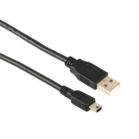 Kabel Data USB 2.0 AM ke Mini USB Hitam 1m1.8m untuk Komputer, Pengisian Cepat 3A, Pelindung Kepang, Selubung PVC, Fitur Cetak