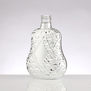Bouteille à liqueur en verre électroplaqué à facettes en forme de <span class=keywords><strong>poire</strong></span> OEM 700 ml - Bouteille de spiritueux de luxe pour la <span class=keywords><strong>vodka</strong></span>, le whisky, le brandy avec logo personnalisé - Product Image 4