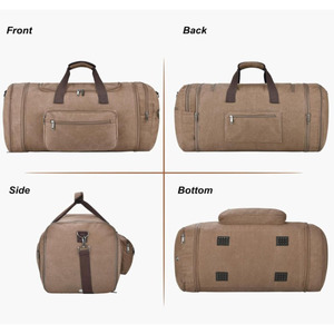 Bolsa de Viaje Extensible de Lona de 60L, Impermeable, para Fin de Semana, con Correa de Hombro Desmontable para Hombre - Product Image 3