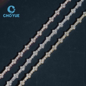 Collar de cadena de tenis de moissanita con cruz de 3 mm, de plata de ley 925, estilo hip hop, que pasa la prueba del diamante - Product Image 1