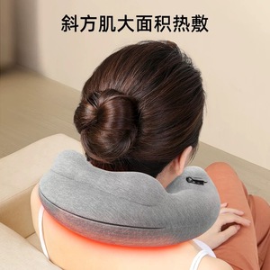 เครื่องนวดหมอนรูปตัว U พร้อมความร้อนและการนวดคอแบบนวดคลึง ชาร์จ USB ได้ สำหรับใช้ในบ้าน - Product Image 4