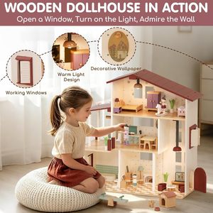 <span class=keywords><strong>Casa</strong></span> de Muñecas de Madera para Niñas, <span class=keywords><strong>Casa</strong></span> de Muñecas Realista, <span class=keywords><strong>Casa</strong></span> de Muñecas de Ensueño para Jugar a las Casitas, Regalo Creativo Ideal para Mayores de 3 Años - Product Image 4