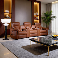 Fauteuil de cinéma électrique professionnel 3 places avec commandes multimédias indépendantes pour hôtel, villa, cinéma