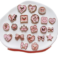 Accessoires en résine DIY mignons de la série rose, breloques à dos plat pour coques de téléphone, fleurs goutte d'huile, cœurs, camélias, perles, décorations pour chaussures