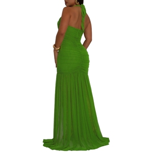 ชุดเดรสยาวผ้าตาข่ายคุณภาพสูง เอวธรรมชาติ สีพื้นเรียบ ไร้แขน เปิดหลัง เซ็กซี่ ผ่าข้าง แฟชั่นฤดูร้อนสำหรับผู้หญิง - Product Image 6