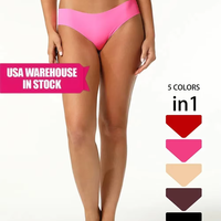 Lot de 5 Strings sans couture taille mi-haute en velours microfibre et élasthanne, couleur unie, respirants, écologiques, antibactériens, semi-transparents, pour usage quotidien