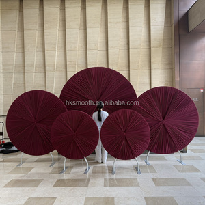 SMOOTH NEW HOT DIY Wedding Stage Decoration Round Pleated Fabric Drapery <b>Backdrop</b> With Metal <b>Stand</b> - Product Image 1