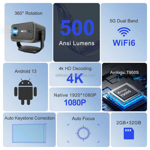 Nouveau projecteur intelligent amélioré, quad-core, WiFi6, ultra-rapide, sans fil, BT5.0, 4K HD, Android 13, <span class=keywords><strong>IPTV</strong></span>, 500 ANSI Lumens, HIFI, portable, 32 Go - Product Image 4