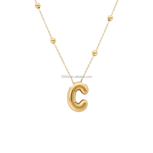 Gioielli raffinati Design carino 14K oro massiccio <span class=keywords><strong>lettera</strong></span> <span class=keywords><strong>C</strong></span> forma <span class=keywords><strong>collana</strong></span> d'oro regalo donna regalo personalizzato - Product Image 1