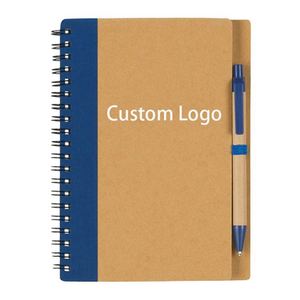 Customizable A5 Size Spiral Notebook Eco-Friendly Kraft Paper Hardcover <b>Journal</b> Pen Personalized Promotional Office Stationery - Product Image 1