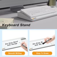 Tableau blanc en verre de bureau avec calculatrice, organisateur, marqueur, support - Petit tableau blanc effaçable à sec, support pour ordinateur portable, support pour clavier