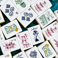 Collection La Dolce Vita : Jeu de tuiles de Mahjong vintage multicolores, tuiles de Mahjong américaines gravées pour les jeux en famille