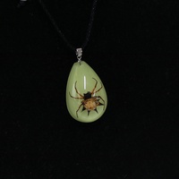 Collier tendance en plastique avec spécimen d'insecte naturel, pendentif lumineux en forme d'insecte, chaîne en corde, vente directe fabricant
