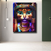 Peinture Diamantée Ever Moment Chat Égyptien, Mosaïque Carrée Complète pour Décoration Intérieure 3F212
