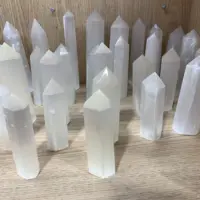 Grosir Batu Permata Alami Tongkat Kristal Kuarsa Poin Daging Menara Selenite untuk Dekorasi Fengshui Batu Kristal Obelisks
