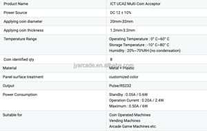 Sélecteur de pièces multi-monnaies CT UCA2 pour distributeurs automatiques - Accepteur de pièces programmable avec reconnaissance de 8 devises - Product Image 2