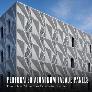 Panneaux de façade en aluminium perforé, découpe laser, revêtement mural extérieur, motif géométrique, façade de bâtiment - Product Image 1