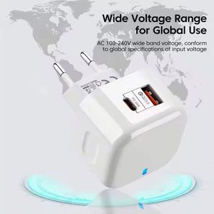 US EU UK <b>Plug</b> 20W Dual Ports USB Type C Wall Charger PD Fast Charging Power <b>Adapter</b> A+C Charger with Retail Box - Product Image 5