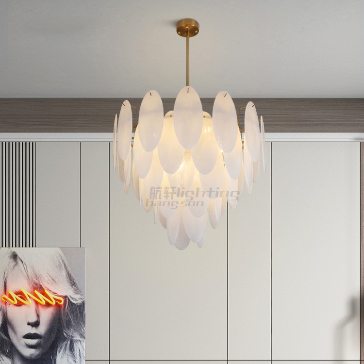 2022 round indoor luxury pendant light hanging lights nordic modern white handmade glass chandeliers for home