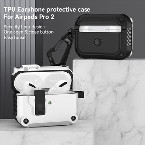 Funda para auriculares con diseño de bloqueo de seguridad 2025 para AirPods Pro <span class=keywords><strong>2</strong></span> compatible con carcasa blindada protectora de carga para AirPods 4 - Product Image 2