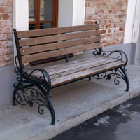 Banc de jardin contemporain en fer forgé antique, mobilier d'extérieur en métal avec glissières pour terrasse TTD