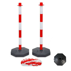 Colonna di Segnalazione Rossa e Bianca Riempibile con Acqua, Palo Delineatore in PE con Base per Segnaletica Stradale e Parcheggi - Product Image 3