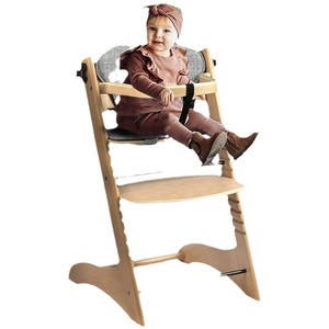 Trona de madera ajustable en altura con bandeja desmontable, silla de bebé de madera maciza para 0-12 meses, unisex - Product Image 5