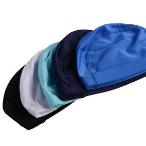 수영장을위한 밧줄이있는 순수한 색 수영 모자