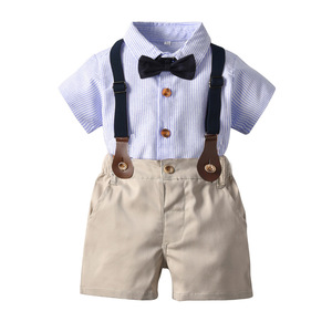 Completo Estivo <span class=keywords><strong>per</strong></span> Neonati Maschi, Nuovo Set Classico con Pantaloncini a Righe, Abbigliamento Elegante <span class=keywords><strong>per</strong></span> Bambini - Product Image 2