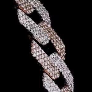 Chaîne à maillons cubains Miami Moissanite glacée à deux rangs de 17mm pour hommes Diamants VVS1 Argent sterling 925 Collier de fête hip-hop lourd Or - Product Image 3