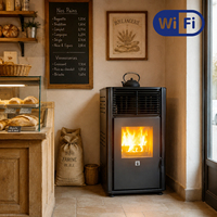 Poêle à granulés de bois intelligent WiFi 2026 à double mode avec fonction de cuisson pour café et restaurant